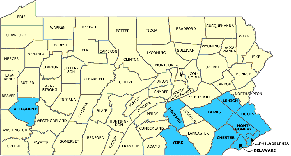PA Counties with Abortion Providers | Women's Law Project